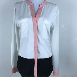 Ivanka Trump Blouse Size XL Cream Black Pink